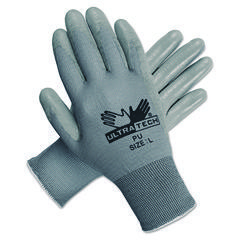 Ultra Tech TaCartonile Dexterity Work Gloves, White/Gray, Large, 12 Pairs